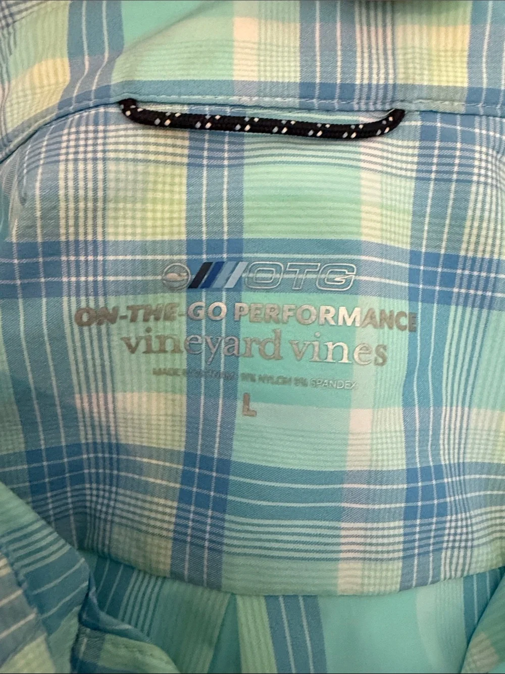 Vineyard Vines On The Go Performance Light Teal and Blue Plaid Button-Down Shirt